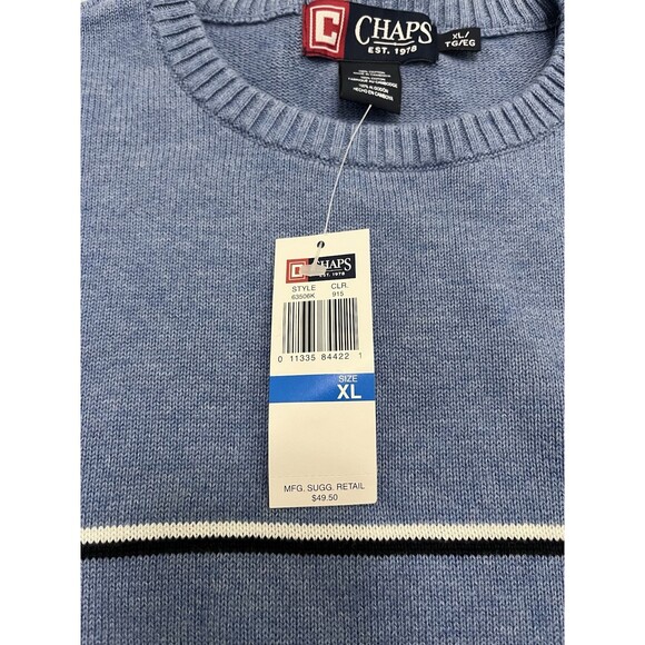 CHAPS Ralph Lauren NWT Men’s Crew Neck Sweater Size XL.  Blue - Picture 3 of 7